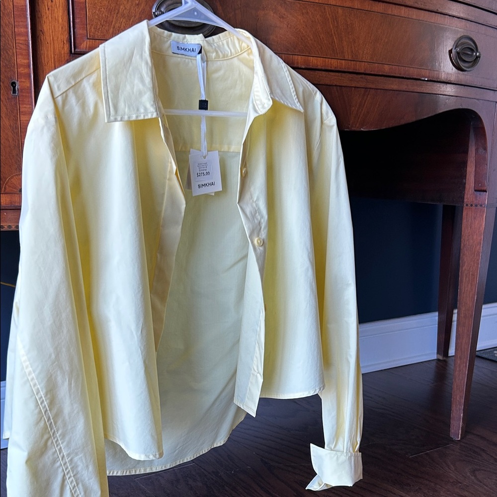 Simkhai Renata Cropped Butter cream yellow  Button down Shirt